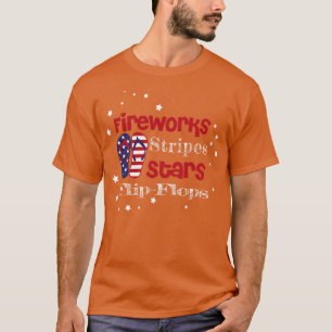 4. Juli Feuerwerke und Flip Flops Unabhängigkeit T-Shirt