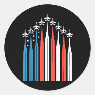 4. Juli Fighter Jet Flugzeug US-Flagge unabhängig Runder Aufkleber
