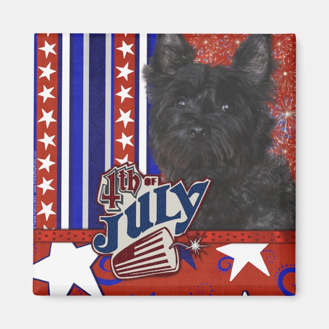 4. Juli Firecracker - Cairn Terrier Dark - Rosco Magnet (Vorne)