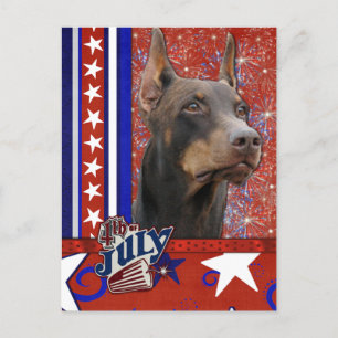 4. Juli Firecracker - Doberman - Rot - Rocky Postkarte