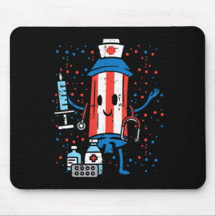 4. Juli Firecracker Nurse Funny America Scrub Mousepad