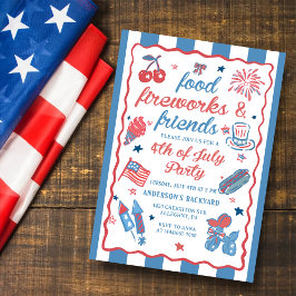 4. Juli Fireworks America Flag GRILLEN Einladung