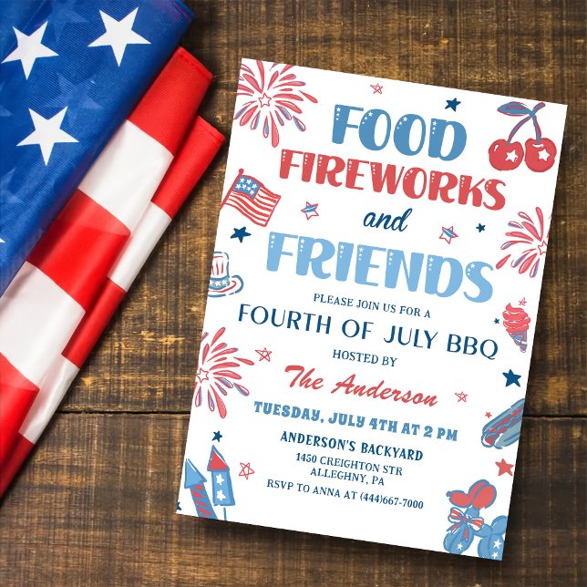 4. Juli Fireworks America Flag GRILLEN Einladung (Von Creator hochgeladen)