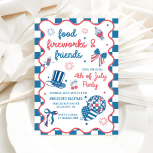 4. Juli Fireworks America Flag GRILLEN Party Einladung