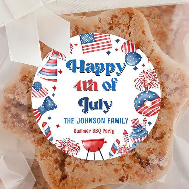 4. Juli Fireworks America Flag GRILLEN Party Runder Aufkleber (Von Creator hochgeladen)