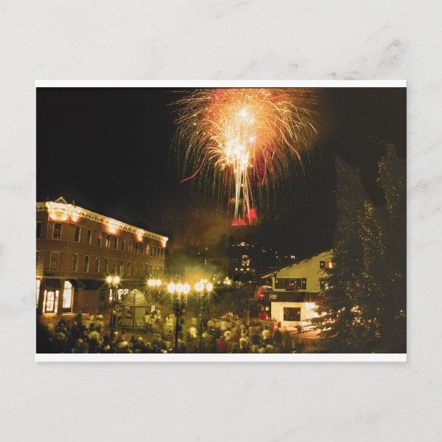 4. Juli Fireworks Aspen CO Postkarte (Vorderseite)