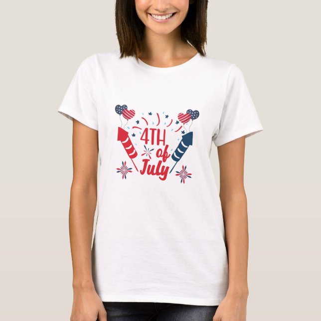 4. Juli Fireworks Red White Blue Patriotic T-Shirt (Vorderseite)