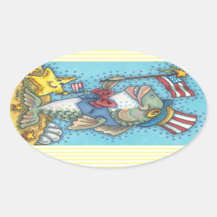 4. JULI FISH & STARFISH STICKERS Oval * Blatt