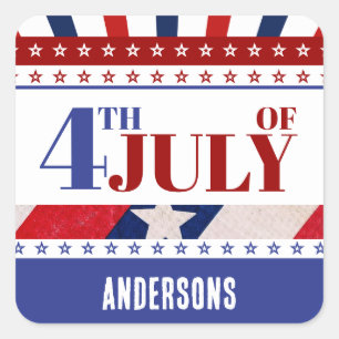 4. Juli Flag of America Künstlerisch Custom Quadratischer Aufkleber