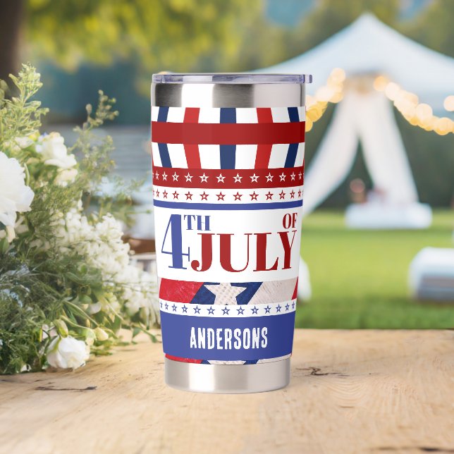 4. Juli Flag of America Künstlerisch Custom Thermobecher (Hochzeit)