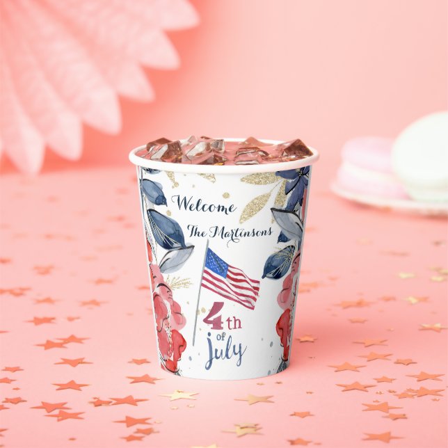 4. Juli Flag Personalisiert Stilvoll Pappbecher (Insitu)