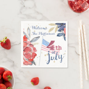 4. Juli Flag Personalisiert Stilvolles Party Serviette