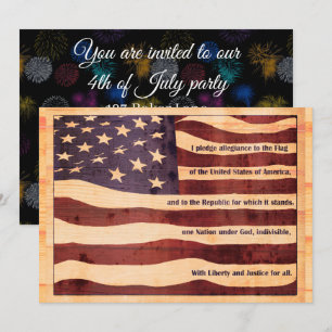 4. Juli-Flagge Treuegelöbnis Feuerwerk Einladung