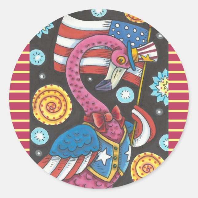 4. JULI FLAMINGO STICKERS RUNDE * Blatt (Vorderseite)