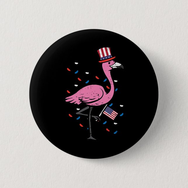 4. Juli Flamingo Us Flag Bird Patriotic Women Gir Button (Vorderseite)