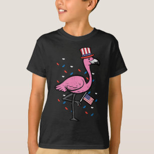 4. Juli Flamingo Us Flag Bird Patriotic Women Gir T-Shirt