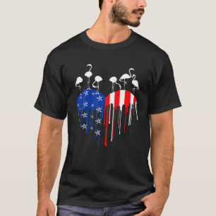 4. Juli Flamingo USA Flaggen Pride Heart Tropfen A T-Shirt