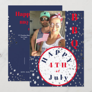 4. Juli Foto Red White Blue Stars GRILLEN Einladung