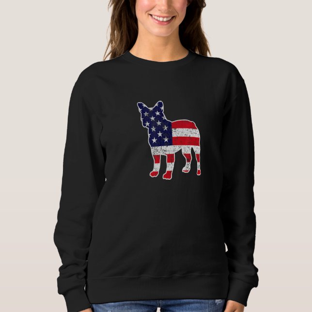 4. Juli Französisch Bulldog Grafik Patriotic Ameri Sweatshirt (Vorderseite)