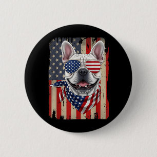 4. Juli Französische Bulldogge Hund Amerikanische Button