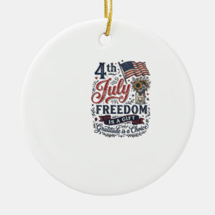4. Juli Freiheitsdank Vintage-Shirt-Design Keramik Ornament