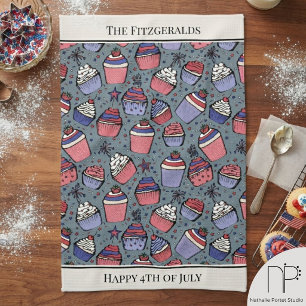 4. Juli French Blue Cupcake Küchenhandtuch Geschirrtuch