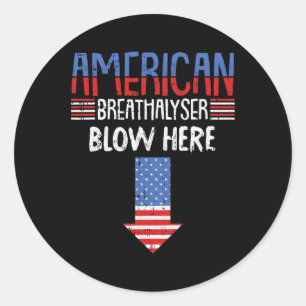 4. Juli Funny American Flag Patriotic Runder Aufkleber