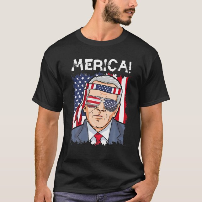 4. Juli, Funny Joe Biden American Flag Sunglas T-Shirt (Vorderseite)