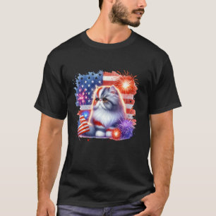 4. Juli Funny Meowica Persian Cat Lover Eigentümer T-Shirt