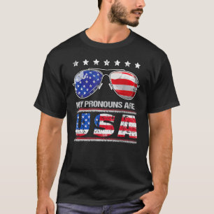 4. Juli Funny My Pronouns sind USA Flag für Männer T-Shirt