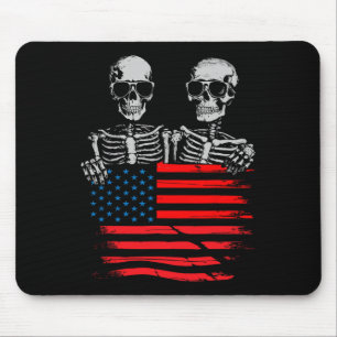 4. Juli für Frauen amerikanische Flagge Schädel Sk Mousepad