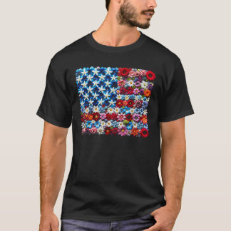 4. Juli für Frauen Flora Blume USA Flagge Ameri T-Shirt