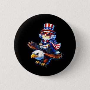4. Juli Gamer Patriotischer Onkel Sam Retro Pixel Button
