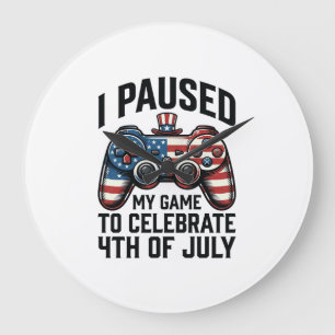 4. Juli Gamer Patriotisches Videospiel-Shirt_1 Große Wanduhr