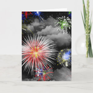 4. Juli Geburtstag Feuerwerk in Wolken Karte
