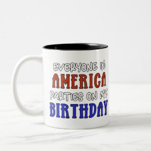 4. Juli Geburtstag Funny Zweifarbige Tasse