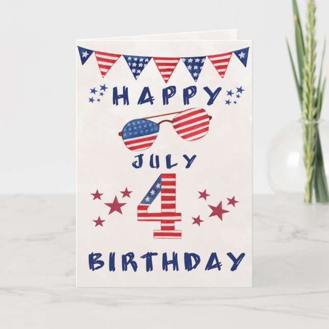 4. Juli Geburtstag Red White Blue Spaß Karte (Vorderseite)