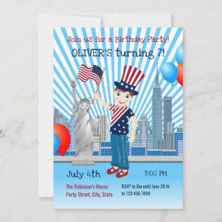 4. Juli Geburtstagsjunge Party Einladung