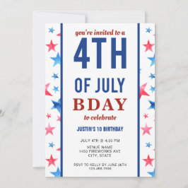 4. Juli Geburtstagsparty Patriotic Stars Amerika Einladung