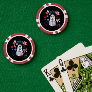 4. Juli Geist Rot Weiß Boo Patriotisches Halloween Pokerchips