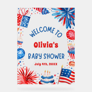 4. Juli Gender Neutral Baby Dusche Willkommen Acrylschild