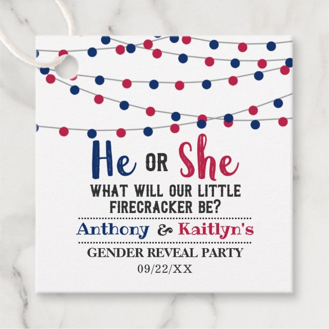 4. Juli Gender-Party Geschenkanhänger (Vorderseite)
