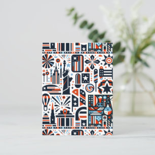 4. Juli Generative Muster Postkarte
