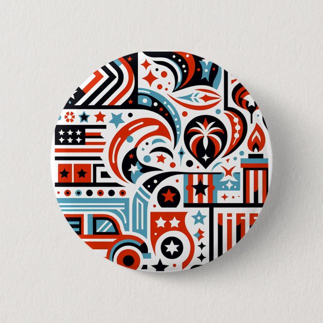 4. Juli Generatives Muster Button (Vorderseite)