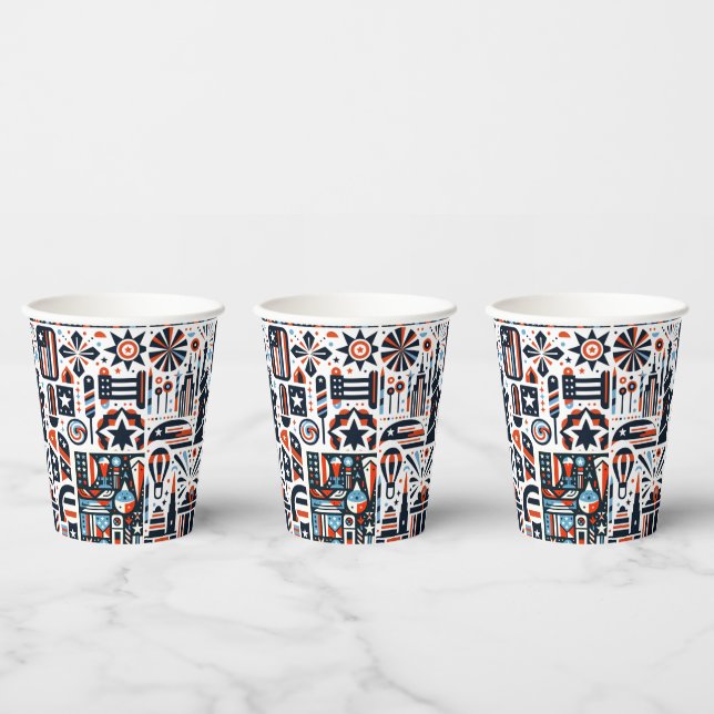 4. Juli Generatives Muster Pappbecher (Multi)