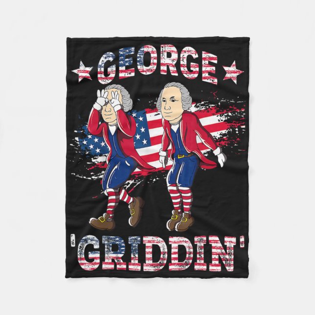 4. Juli George Washington Griddy George Griddi Fleecedecke (Vorderseite)