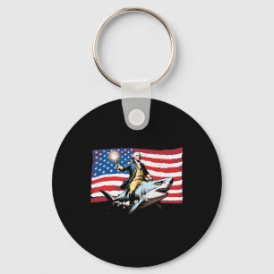 4. Juli George Washington Riding Shark America Schlüsselanhänger