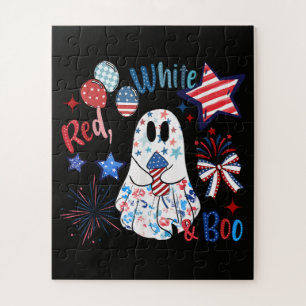 4. Juli Gespenst Rot Weiß Boo Patriotisches Hallow