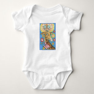 4. JULI GIRAFFE, BABY JERSEY BODYSUIT White Strampler