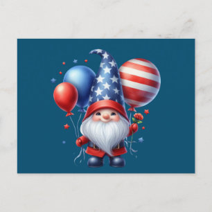 4. Juli Gnome Balloons Independence Day Postkarte